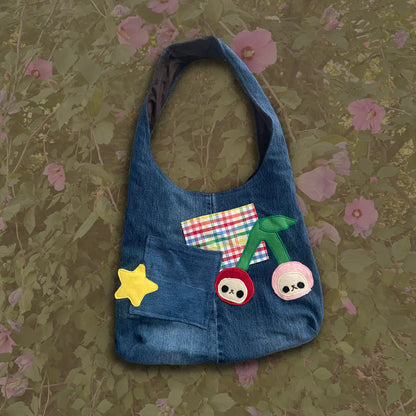cherry + plaid bag