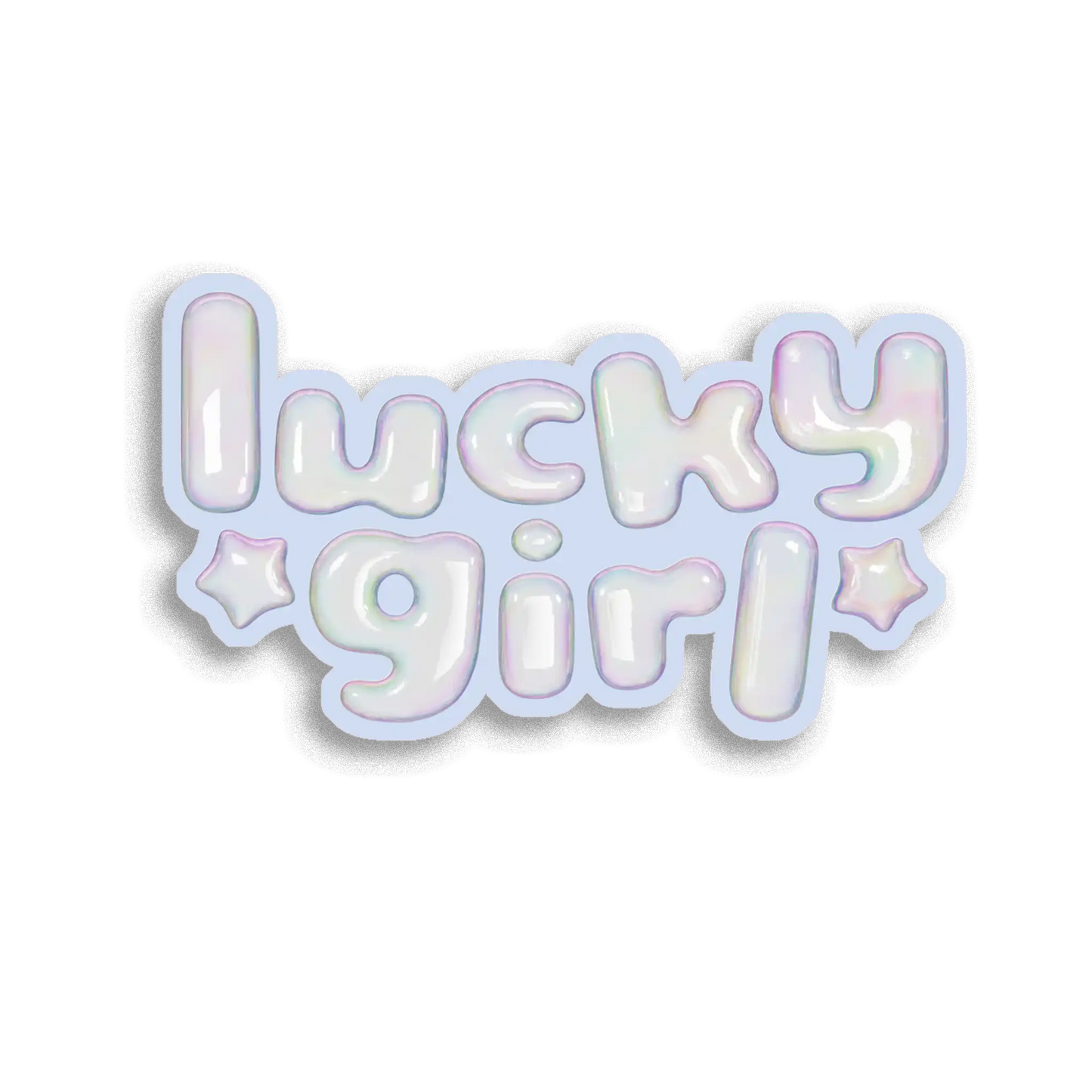 bubble 'lucky girl' text sticker on a white background